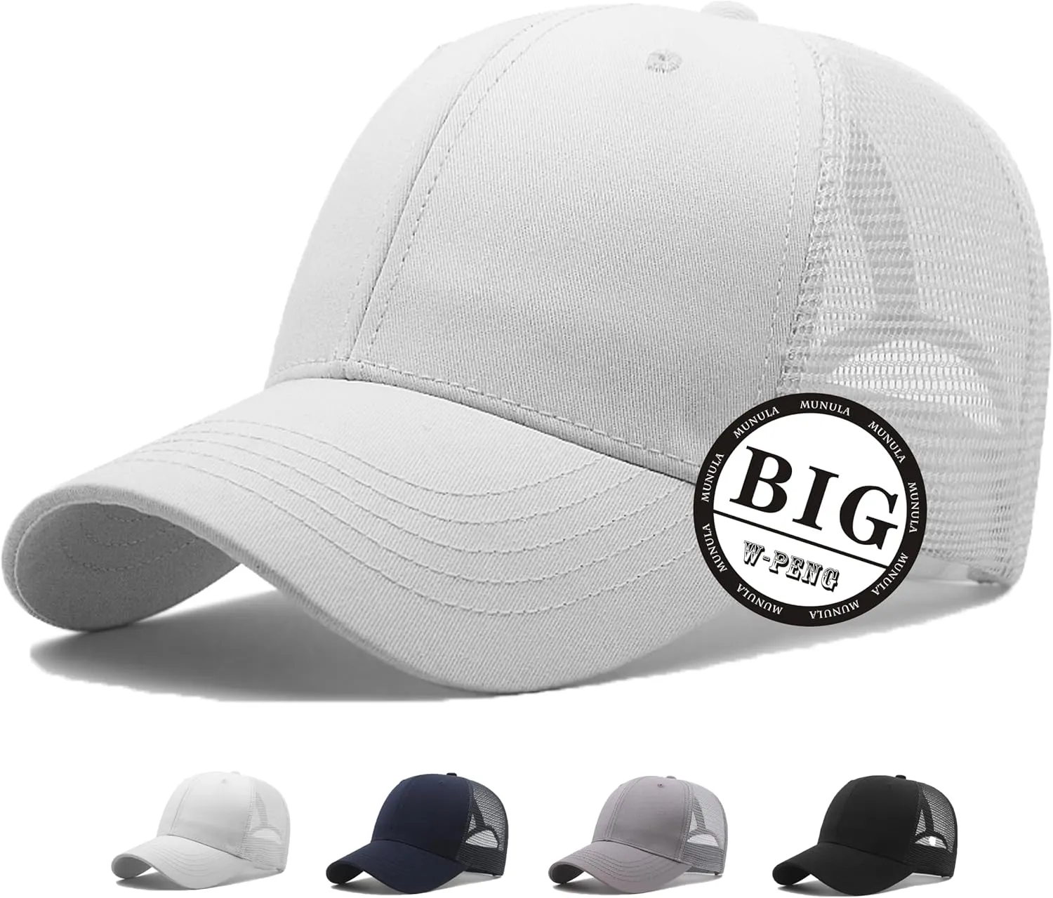 Oversize Large Mesh Trucker Hat Big Head Hats for Men XXL Baseball Cap Breathable Dad Hat Adjustable 23.6"-25.6"