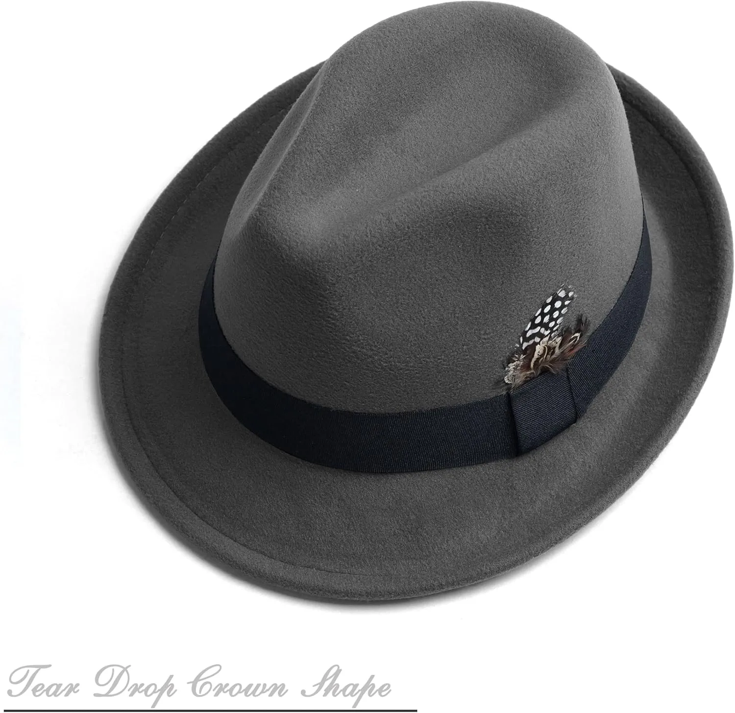 Short Brim Fedora Hats for Men & Women Felt Dress Panama Trilby Hats with Feathers Band