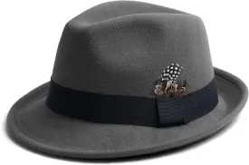 Short Brim Fedora Hats for Men & Women Felt Dress Panama Trilby Hats with Feathers Band