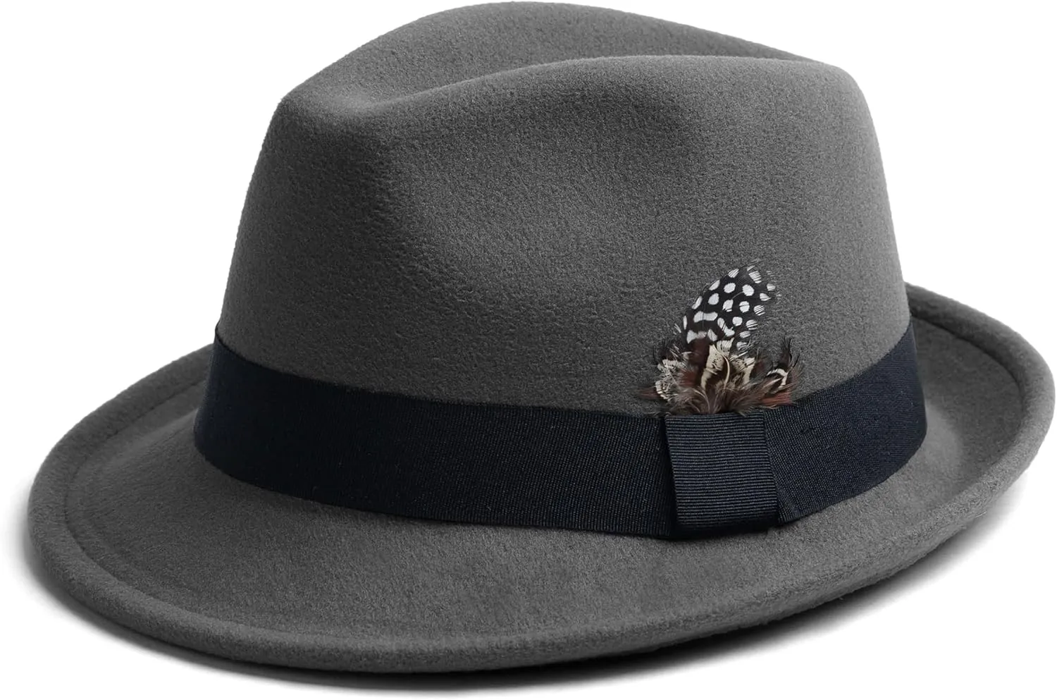Short Brim Fedora Hats for Men & Women Felt Dress Panama Trilby Hats with Feathers Band