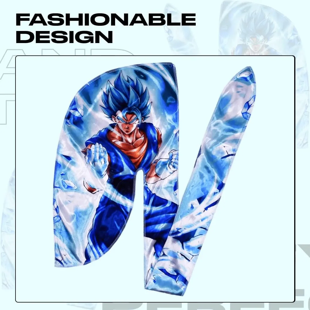 Silky Deluxe Anime Durag with Long Wide Tails - Satin Smooth Du Rag Fabric for Comfort Compression