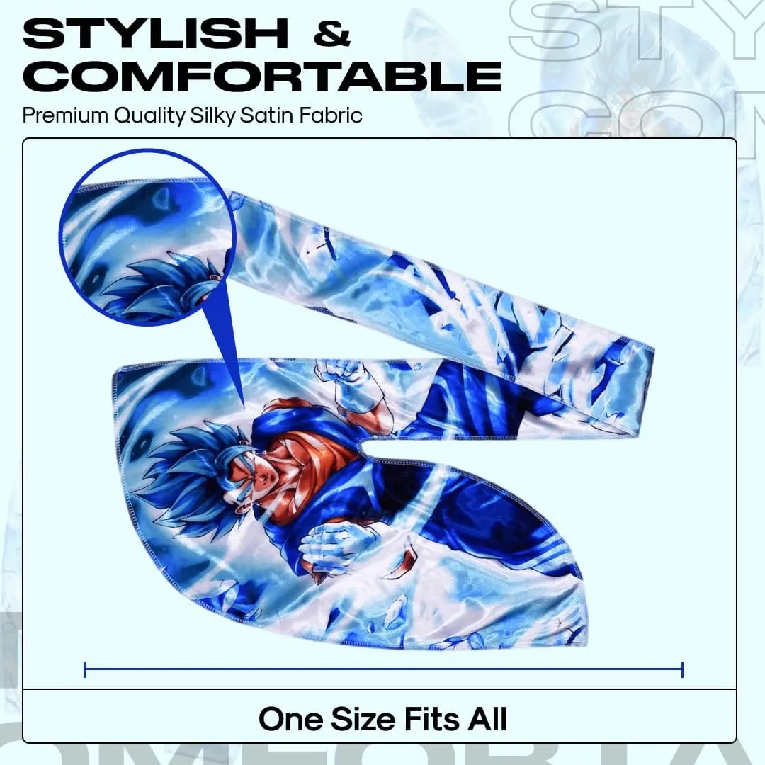 Silky Deluxe Anime Durag with Long Wide Tails - Satin Smooth Du Rag Fabric for Comfort Compression