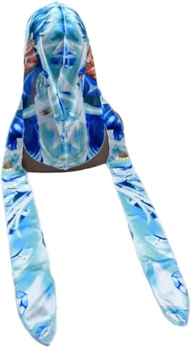 Silky Deluxe Anime Durag with Long Wide Tails - Satin Smooth Du Rag Fabric for Comfort Compression