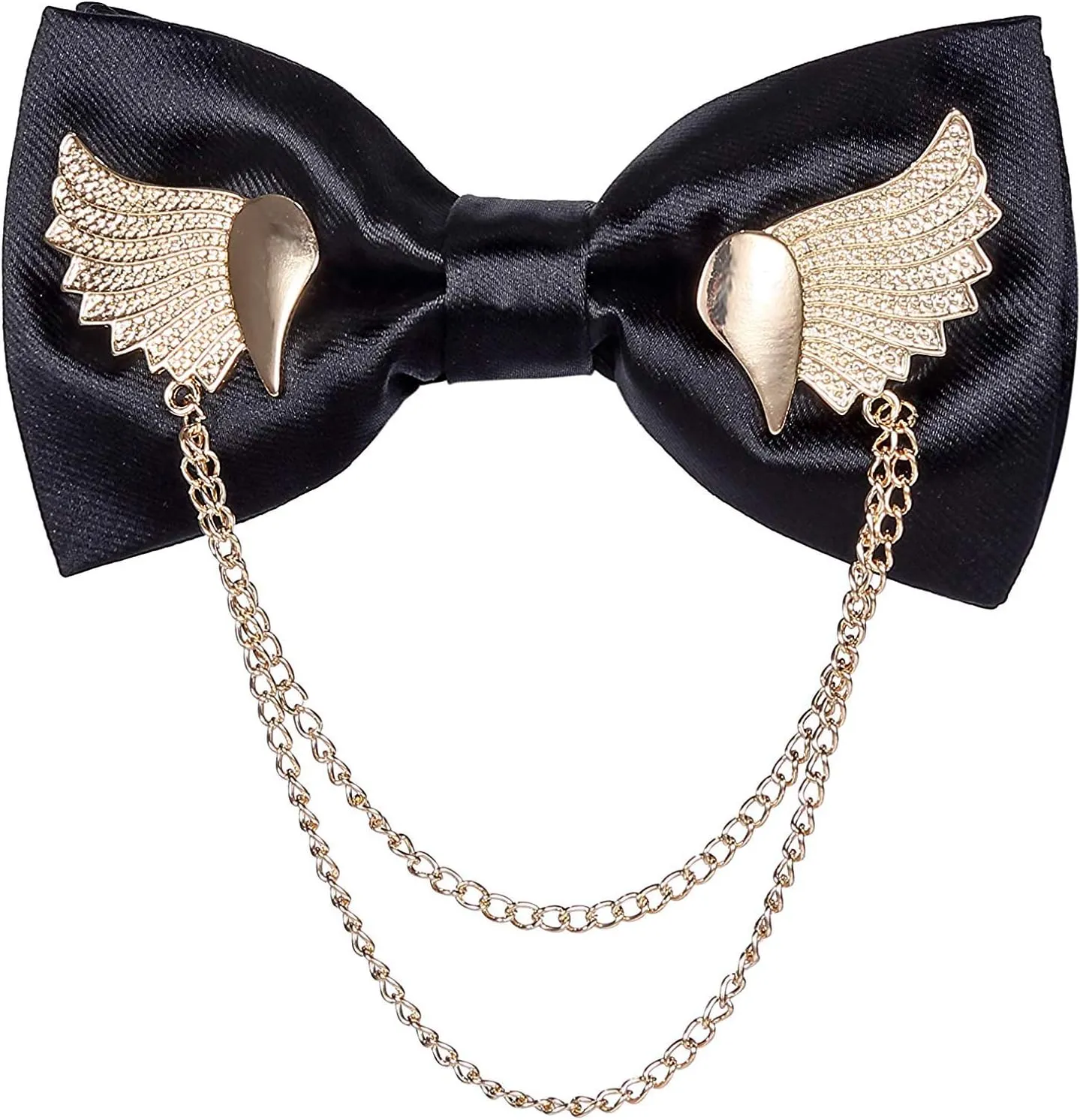 Solid Bow Tie Metal Golden Wing Bowties Hanky Set Tuxedo Banquet Neck Tie