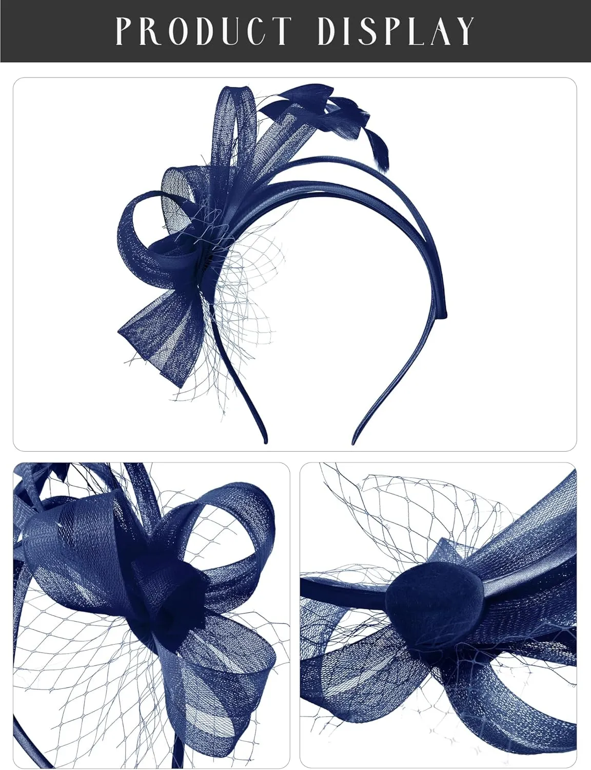SWEETV Fascinators Headband with Feather, Women's Tea Party Hat for Kentucky Derby, Cocktail, Wedding, Fancy Dress Party