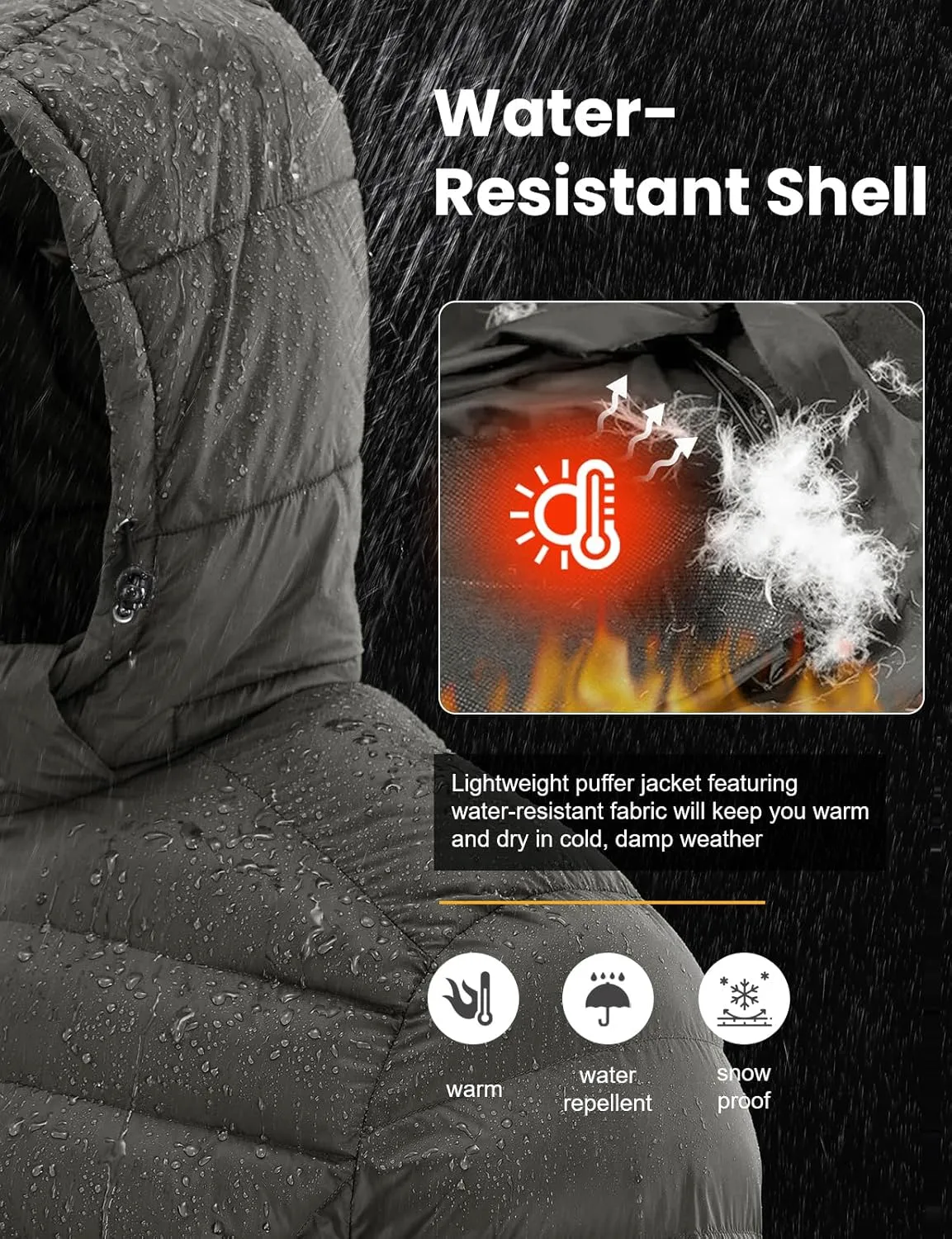 TBMPOY Men's Lightweight Puffer Jackets Detachable Hood Water-Resistant Casual Winter Coat Hooded Insulated for Travel Ski