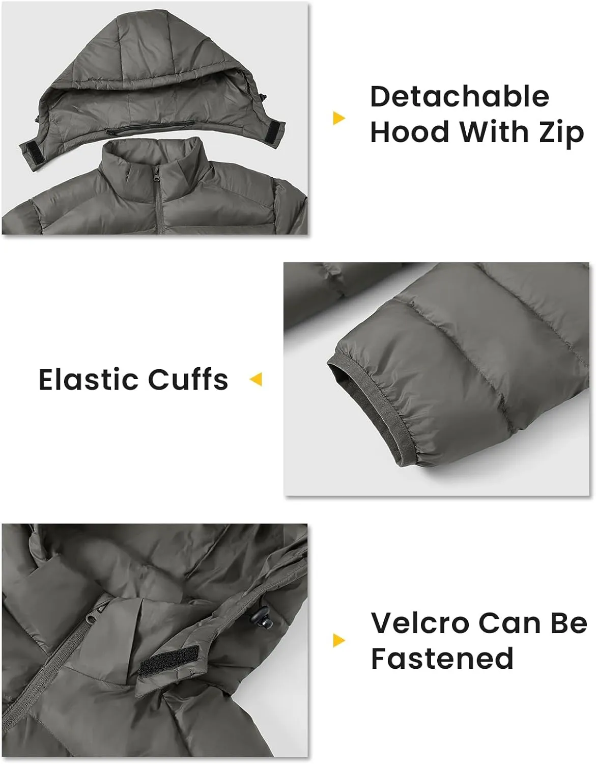 TBMPOY Men's Lightweight Puffer Jackets Detachable Hood Water-Resistant Casual Winter Coat Hooded Insulated for Travel Ski