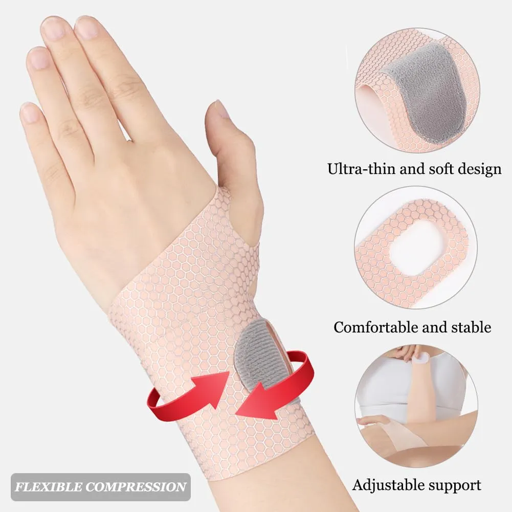 Ultra-Thin Wrist Brace (2Pcs), Lightweight Wrist Wrap Compression Wrist Strap for Carpal Tunnel, Arthritis, Tendonitis, Sprains, Pain Relief, Elastic Wrist Support for Workout, Sports, Tennis (Skin)