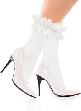 Violet Mist Women Lace Ruffle Ankle Socks Girls Cute Frilly Cotton Crew Socks with Ruffles Fancy Lolita Princess Socks Gifts