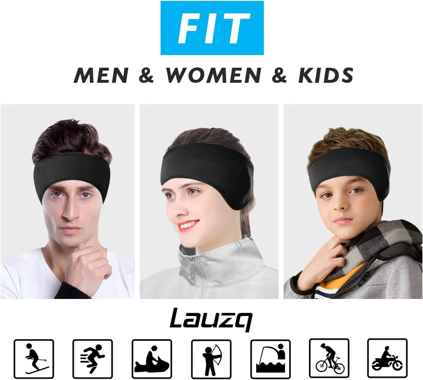 Winter Fleece Ear Warmers Muffs Headband for Men Women Kids Ski Running Cycling